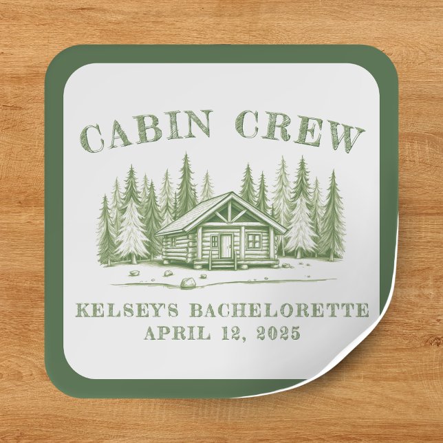 Sticker Carré Équipe de Cabine Camp Green Enterrement de Vie de  (Cabin Crew Green Camp Bachelorette Party Square Sticker
)