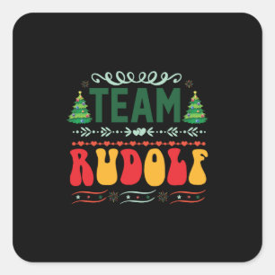 Sticker Carré Équipe de cadeaux de Noël Rudolf