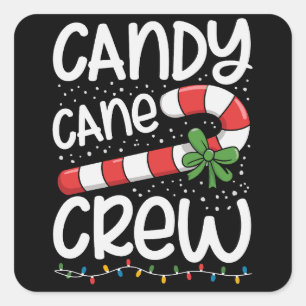 Sticker Carré Équipe de canne en sucre Noël Famille Fêtes de fin