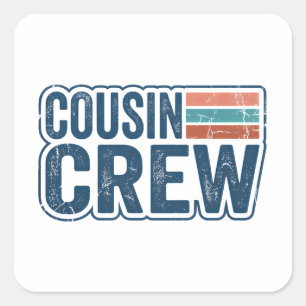 Sticker Carré Équipe de cousins rétro Cadeaux de réunion de fami