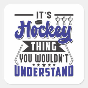 Sticker Carré Équipe de hockey sur glace Stick Team Puck Funny I