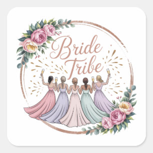 Sticker Carré Équipe de la Mariée Nom Personnalisé Enterrement d