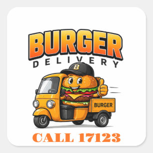 Sticker Carré 🍔 Équipe de livraison du personnel du restaurant 