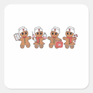 Sticker Carré Équipe de Noël Père Noël Gingerpain d'épice
