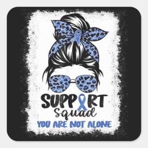Sticker Carré Équipe de soutien Messy Bun Blue Warrior Ataxia Aw