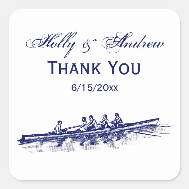 Sticker Carré Équipe de sports nautiques Blue Rowing Rowers (Devant)