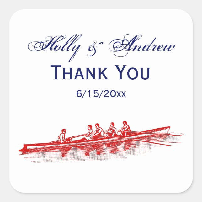 Sticker Carré Équipe de sports nautiques Red Rowing Rowers (Devant)