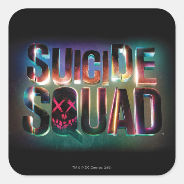Sticker Carré Équipe de suicide | Logo couleur brillant (Devant)