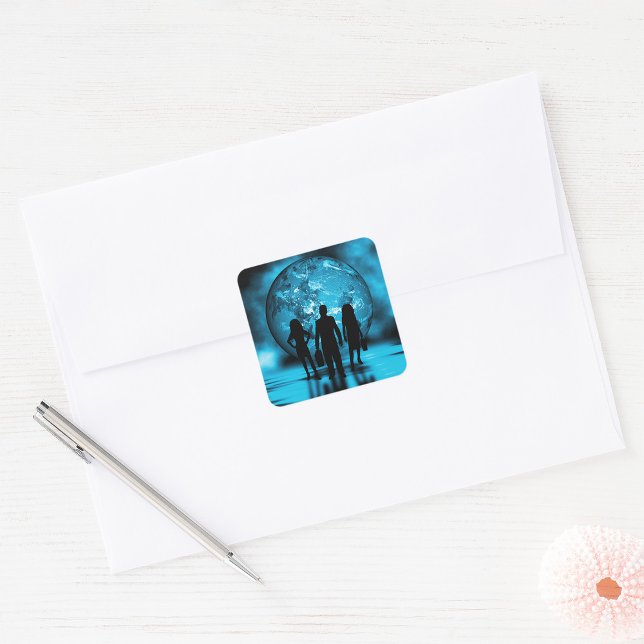 Sticker Carré Équipe d'entreprise Silhouette Futuriste (Créateur téléchargé)