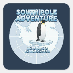 Sticker Carré Équipe d'expédition en Antarctique Aventure du pôl