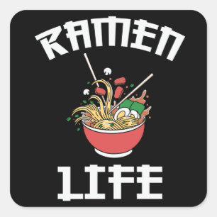 Sticker Carré Équipe du Ramen Club   Ramen Life Lovely Design