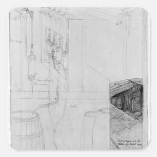 Sticker Carré Équipement de la cave à bière, 1825