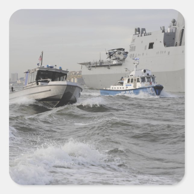 Sticker Carré Équipes de la garde côtière et du service de polic (Devant)