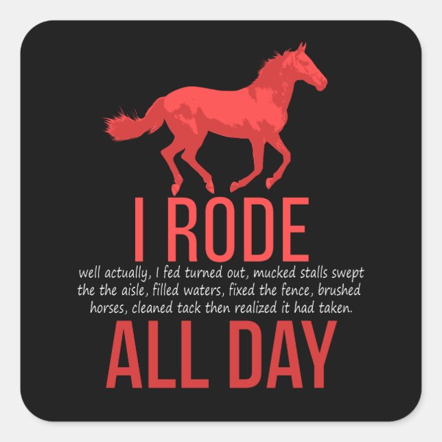 Sticker Carré Équitation - Cheval Ride Cadeau (Devant)