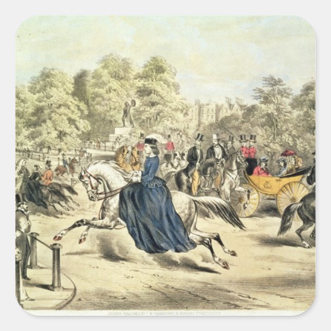 Sticker Carré équitation dans Rotten Row, Hyde Park (Devant)
