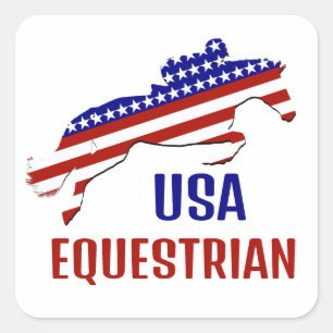 Sticker Carré Équitation Patriotique USA