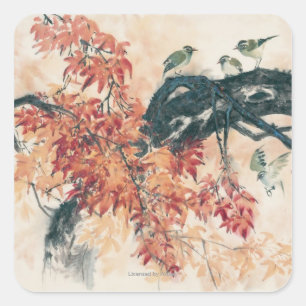 Sticker Carré Érables rouges