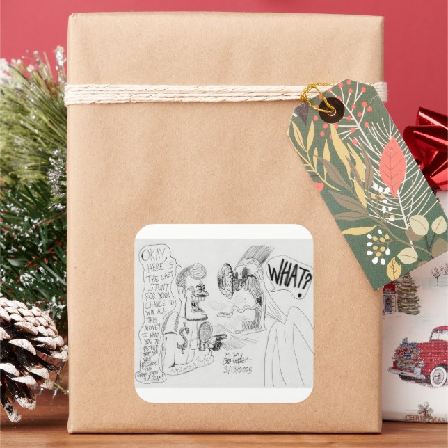 Sticker Carré Erica Crooks Comics : Game Show scam (vacances)