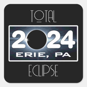 Sticker Carré Erie Pennsylvania Eclipse Avril 2024 Total Solaire