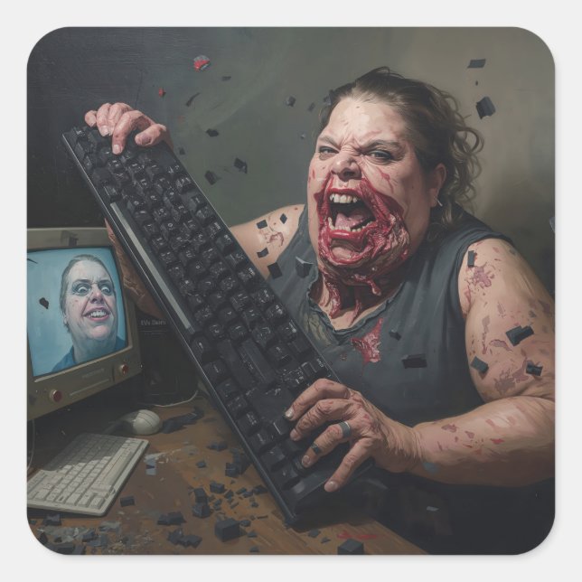Sticker Carré Erreur de Rage : Défaillance Système - Ctrl Alt Dé (Devant)