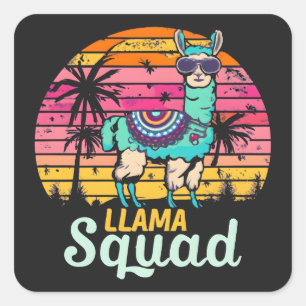 Sticker Carré Escadron de Llama Vintage cool