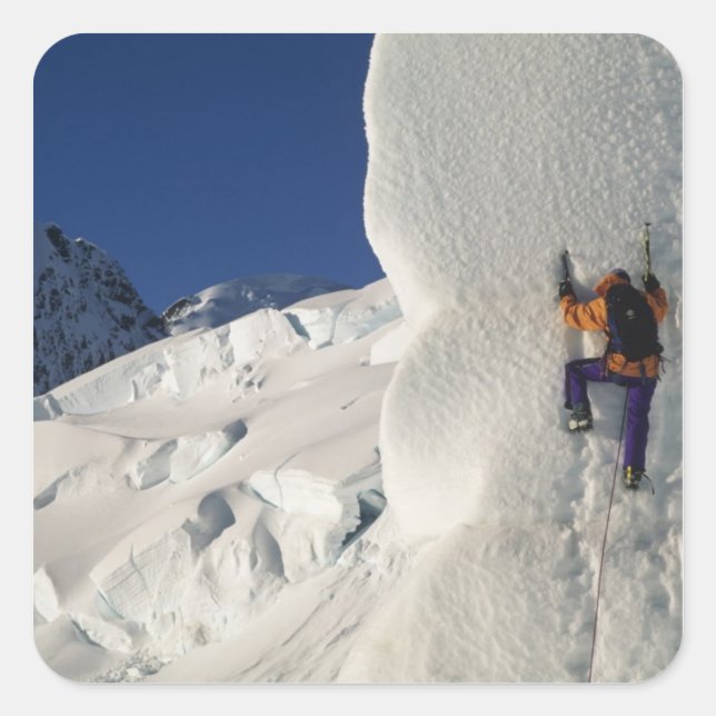 Sticker Carré Escalade de glace sur le glacier Tasman sous le mo (Devant)