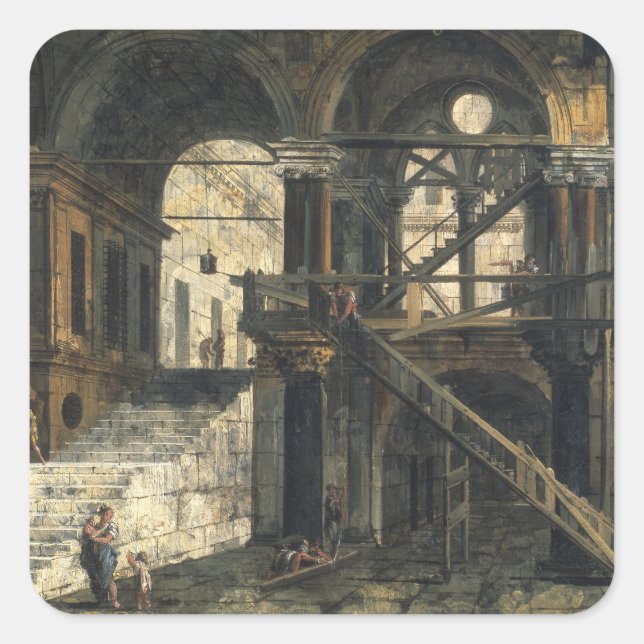 Sticker Carré Escalier dans une maison de la Renaissance, vers 1 (Devant)