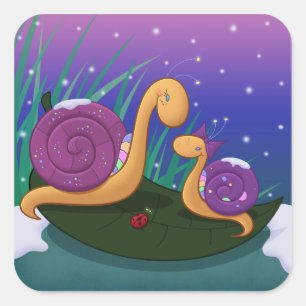 Sticker Carré Escargot et Tilly de mère