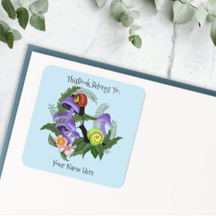 Sticker Carré Escargots cubains champignons violets ex-libris