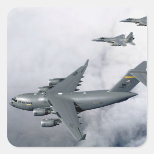 Sticker Carré Escorte de F-15B Eagles le premier C-17 basé sur
