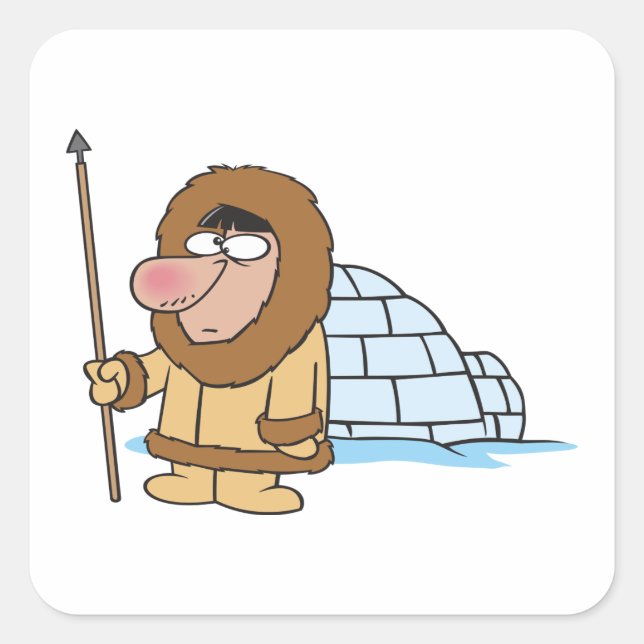 Sticker Carré Eskimo Et Igloo (Devant)