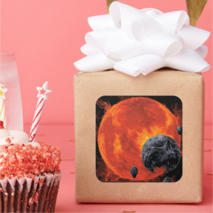 Sticker Carré Espace cimetière crâne Halloween Galaxie des horre