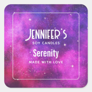 Sticker Carré Espace rose et violet & Étoiles Faux Galaxy Bougie