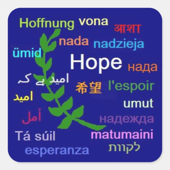 Sticker Carré espoir dans de nombreuses langues (Devant)