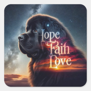 Sticker Carré Espoir Foi Amour Terre-Neuve