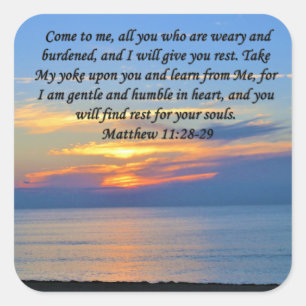STICKER CARRÉ ESPOIR REMPLIS, MATTHEW 11:28 DESIGN PHOTO SUNRISE