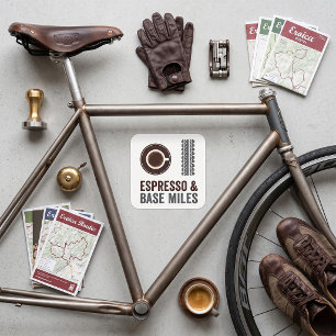 Sticker Carré Espresso et Base Miles Cyclisme Amateur de Café