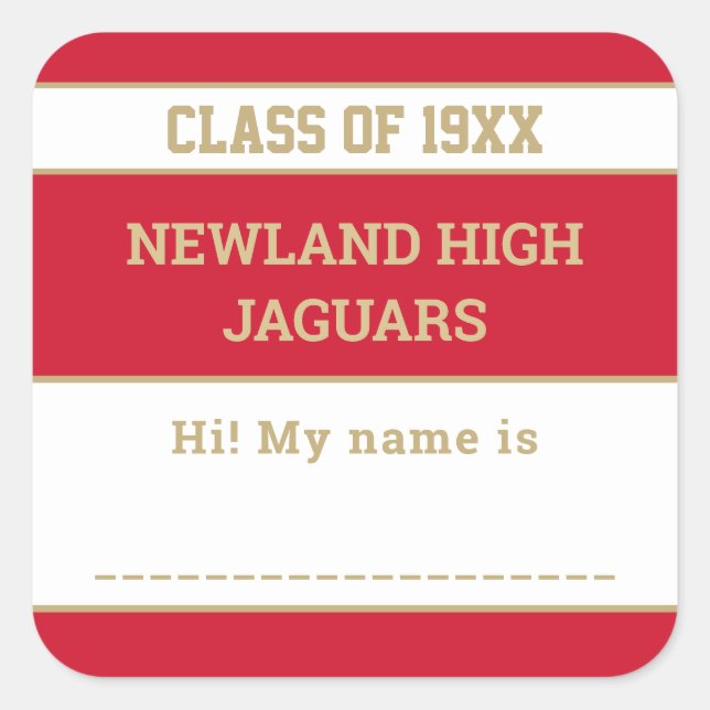 Sticker Carré Esprit scolaire ! balise de nom de réunion de clas (Devant)