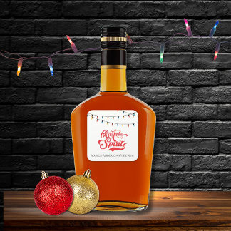 Sticker Carré Esprits de Noël Nom personnalisé avec lumières de