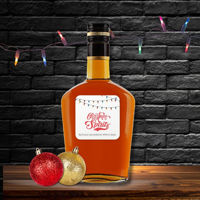 Sticker Carré Esprits de Noël Nom personnalisé avec lumières de  (Créateur téléchargé)