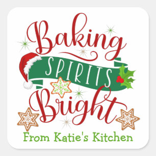 Sticker Carré Esprits de pâtisserie de Noël festive lumineux