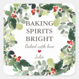 Sticker Carré Esprits de pâtisserie de Noël personnalisés Brilla