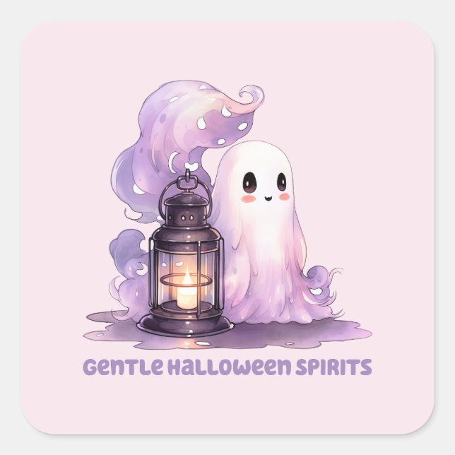 Sticker Carré Esprits doux d'Halloween (Devant)