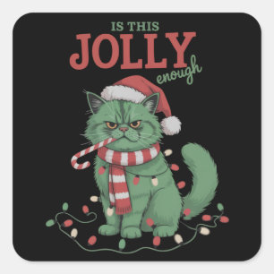 Sticker Carré Est-ce que cette fête de Noël de chat mignon est a