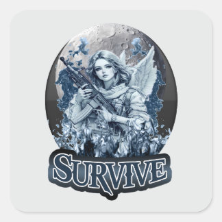 Sticker Carré Estampa Anjo – Cyberpunk Guardian Angel - Adesivo