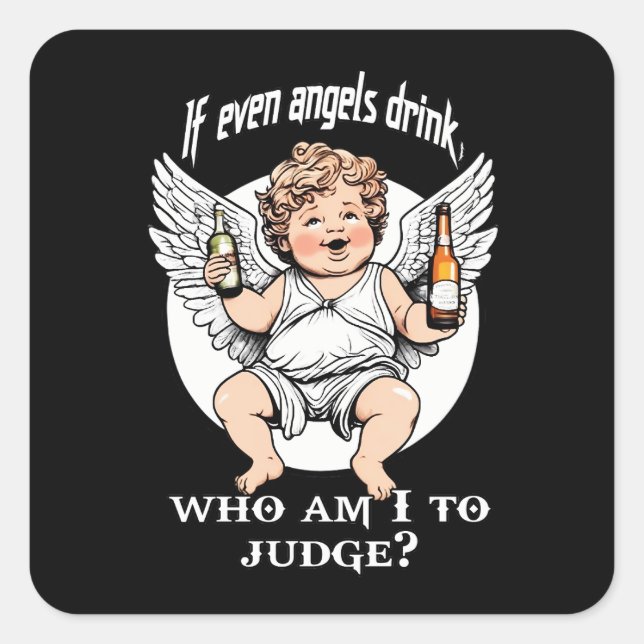 Sticker Carré Estampa Anjo - Funny Guardian Angel – Adesivo (Devant)