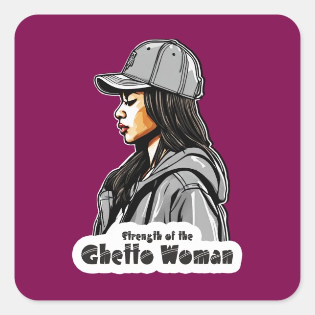 Sticker Carré Estampa Hip Hop - Strength of Woman - Adesivo (Devant)