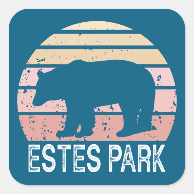 Sticker Carré Estes Park Colorado Ours Rétro (Devant)