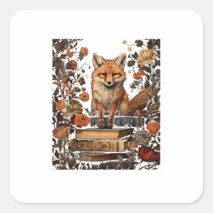 Sticker Carré esthétique Cottagecore avec livre Mignon Goblincor