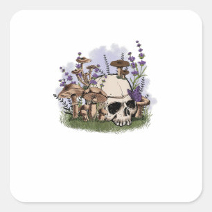 Sticker Carré Esthétique Cottagecore Champignon Homme Fantastiqu